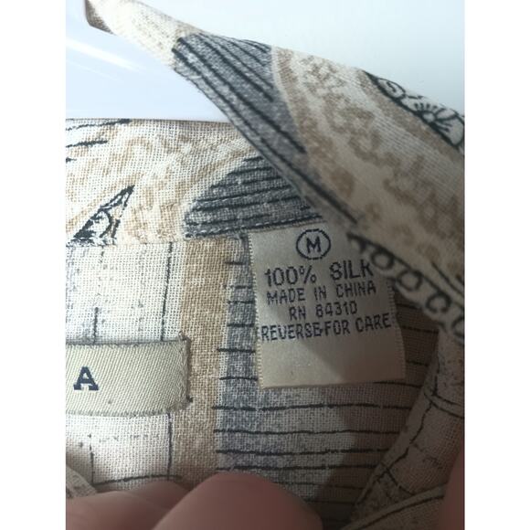 Vintage Summa Men's Shirt Silk Paisley Abstract Print Size Medium Button up - Picture 5 of 6